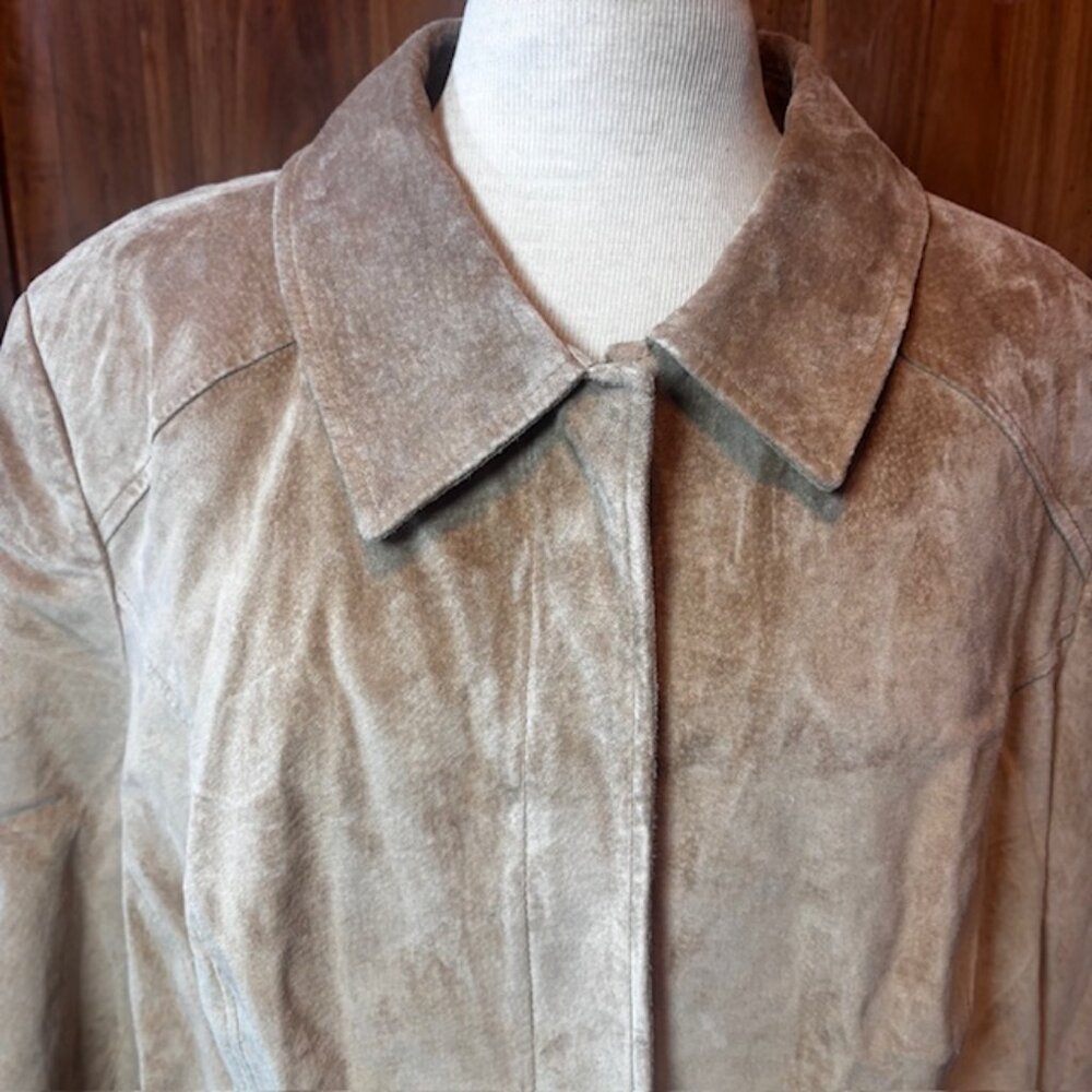 Cherokee Genuine Suede Jacket Tan Zip Front Coat | 20W - Picture 2 of 14